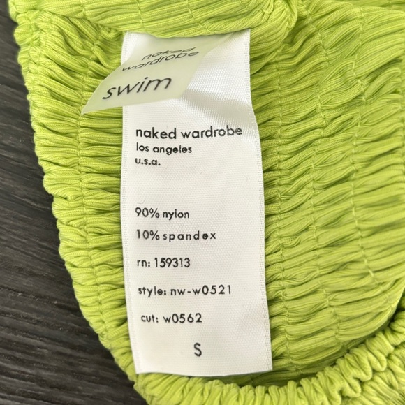 Naked Wardrobe Lime One Shoulder Cutout One Piece Bathing Suit Swimsuit Size S - Picture 4 of 8